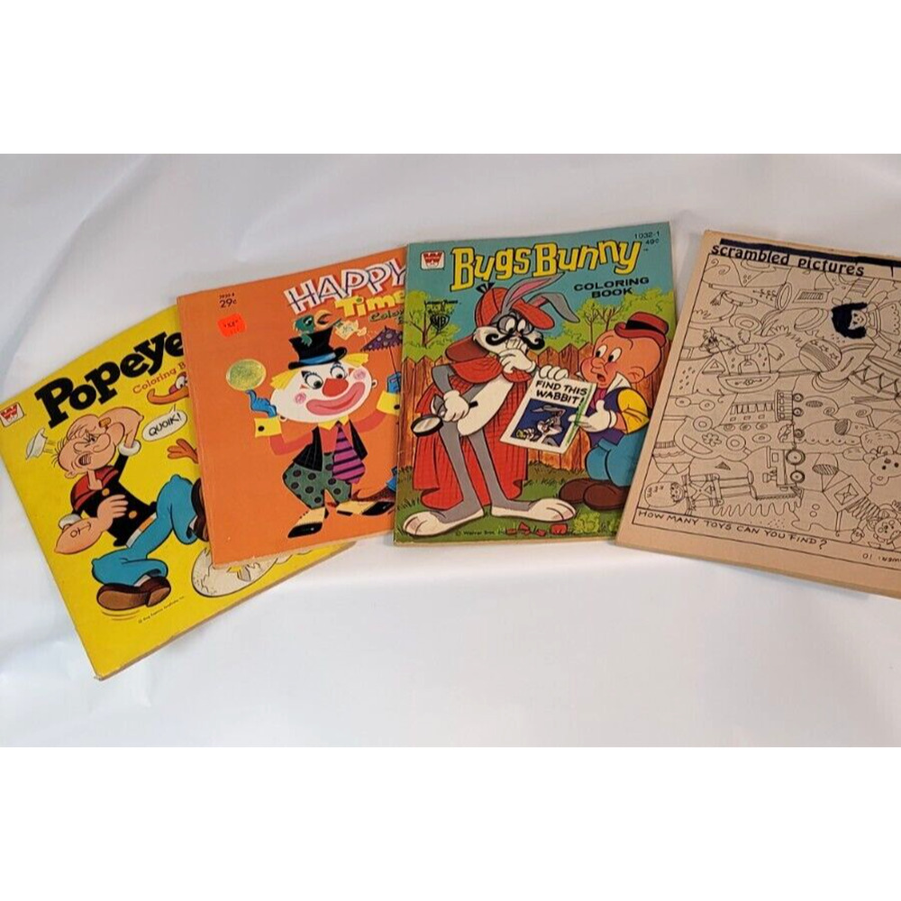 Vintage Popeye Bugs Elmer Fudd Coloring Books Partly Used